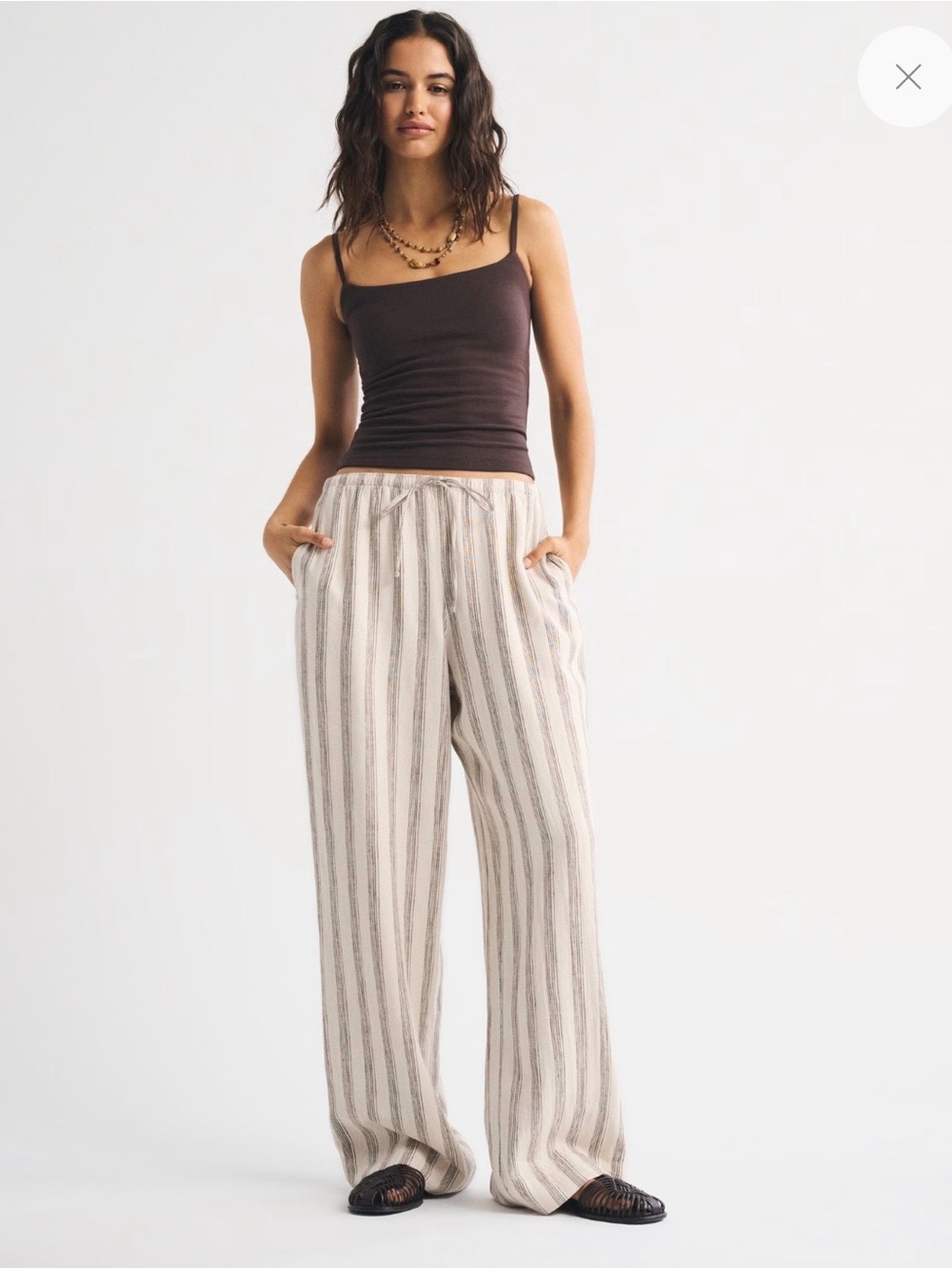 A&F Gemma Linen Blend Wide Leg Pull-On Pant